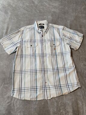 Carhartt Plaid Button Up Shirt | Short Sleeve Workwear Loose Fit | XL